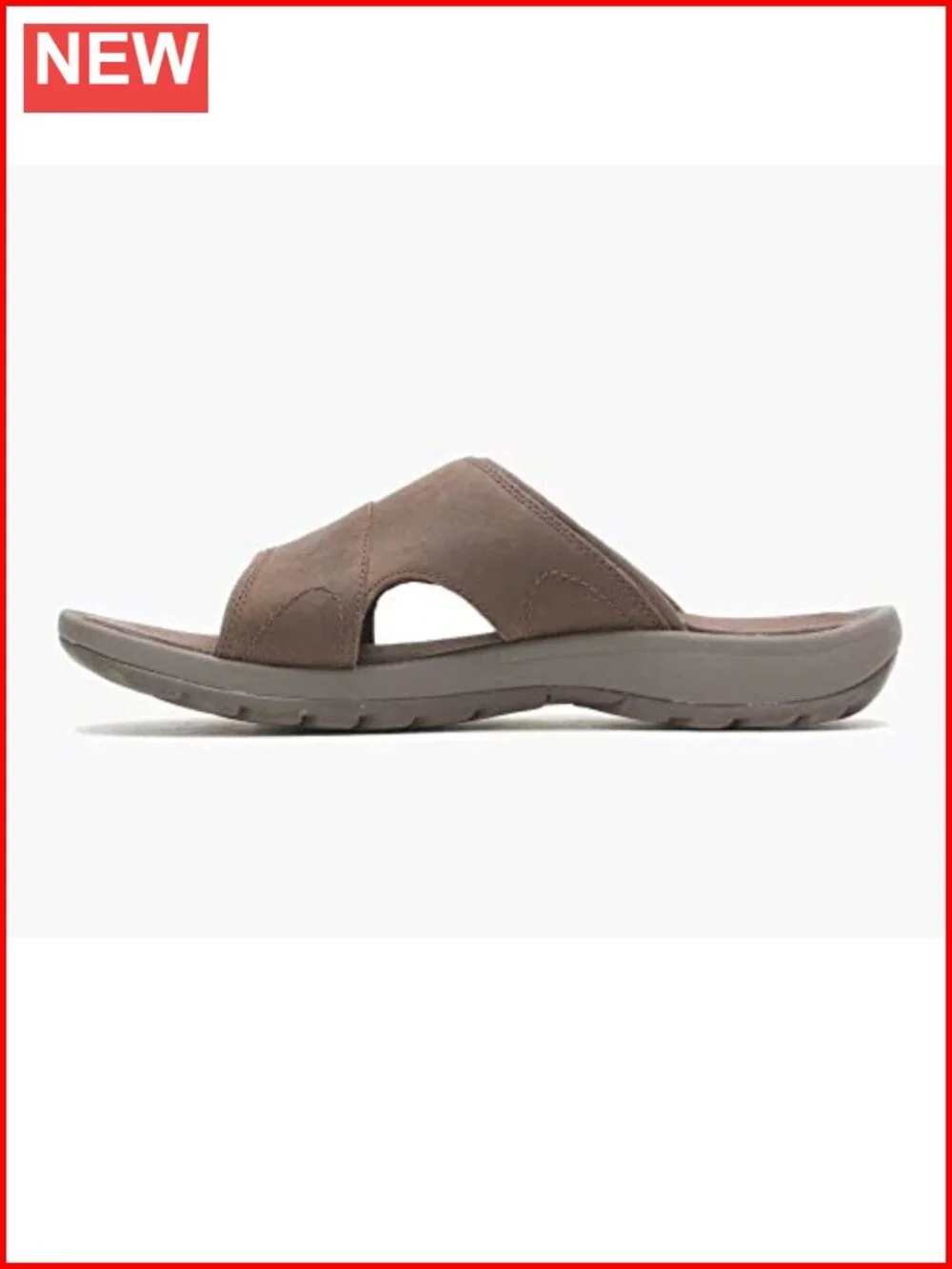 Leather Slide Sandals with Hook & Loop Closure, Cushioned Footbed